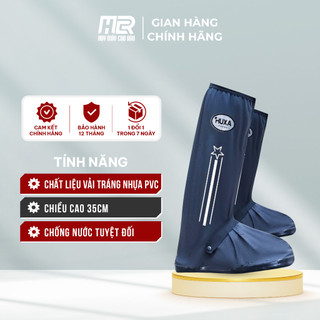 Bọc giày đi mưa- GENPAI, ủng đi mưa huxa cao cổ,vải nhựa PVC 3 lớp cực bền