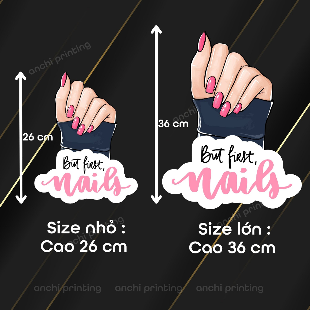 Tranh Decal Dán Decor Tiệm Nail  Sticker Trang Trí Tiệm Nails - Ảnh Nails Chống Nước, Cắt Sẵn, Sẵn Keo Dán