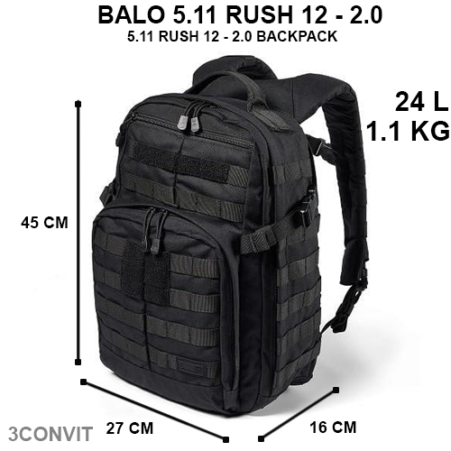 Balo chiến thuật đa năng 5.11 model 2.0 Rush 12