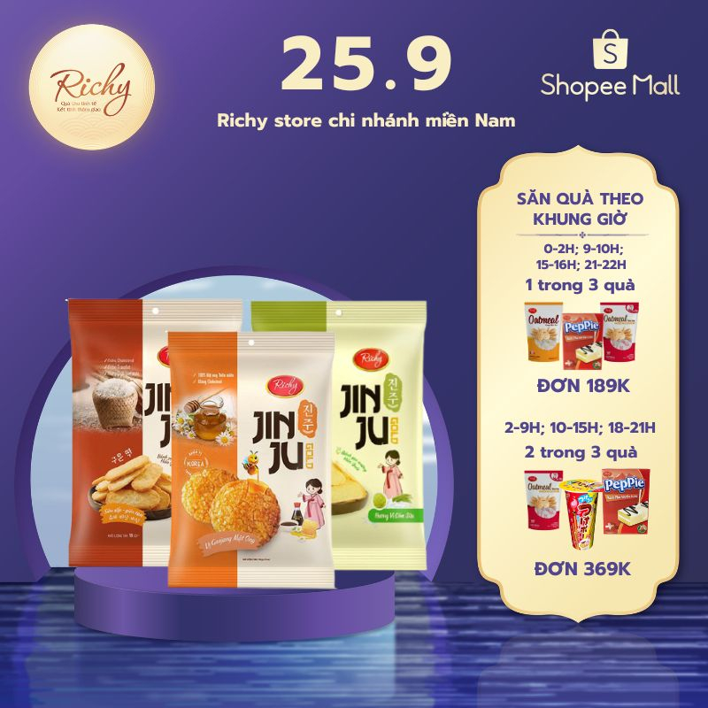 Combo Snack 3 Gói Bánh Gạo Jinju Richy