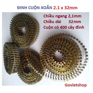 Đinh cuộn xoắn 2.1x32mm, cuộn 400 cây Đinh cuộn pallet - thùng gỗ ván, đinh cuộn dây
