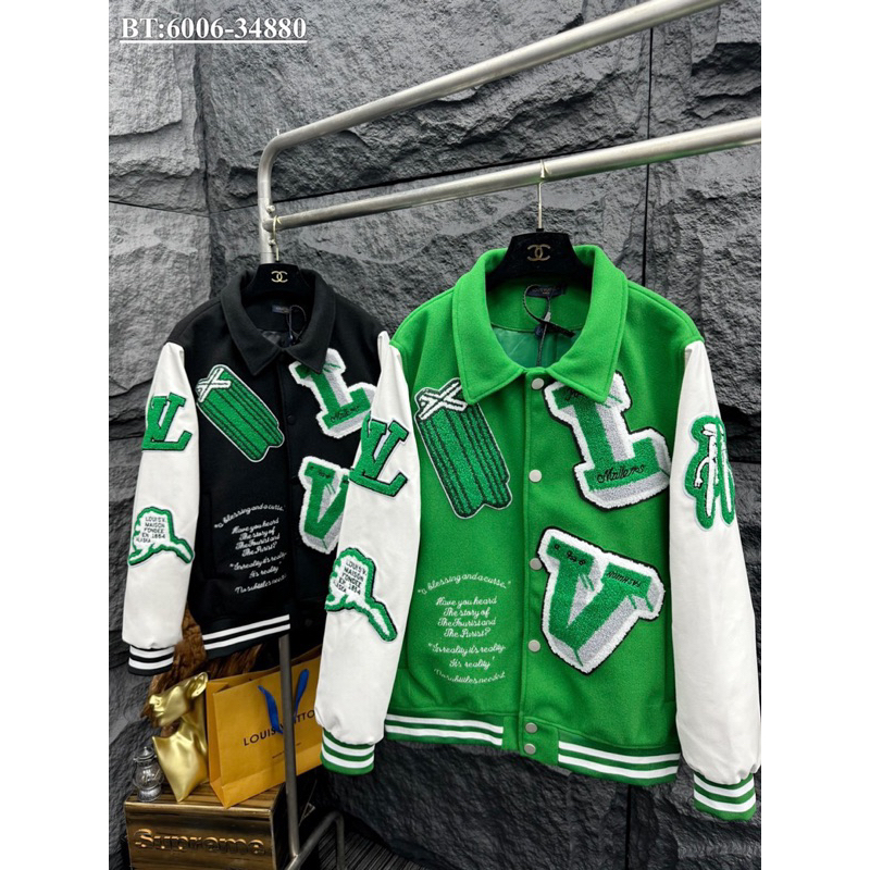 Áo khoác bomber L.V thêu nổi bản SUPPER hàng QC cao cấp