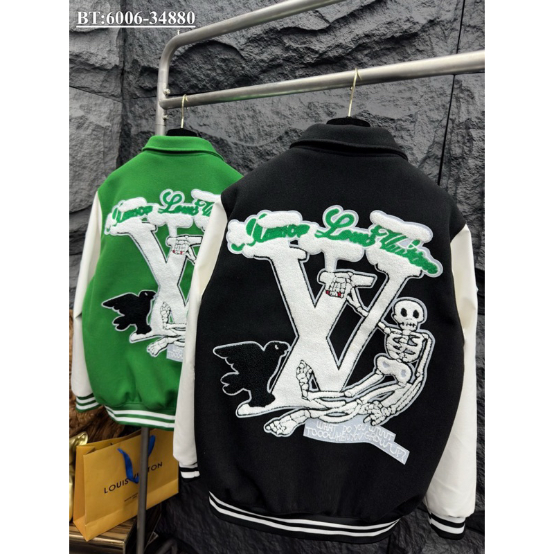 Áo khoác bomber L.V thêu nổi bản SUPPER hàng QC cao cấp