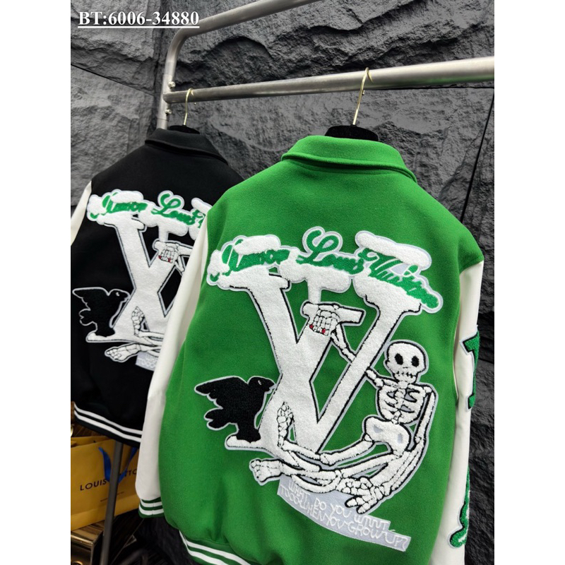 Áo khoác bomber L.V thêu nổi bản SUPPER hàng QC cao cấp