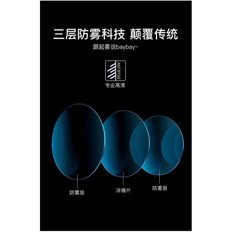 Kính bơi Lining chính hãng độ nét cao, chống sương mù màu xanh/ hồng