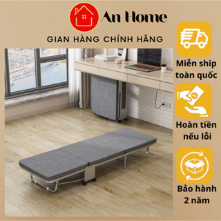 Giường gấp văn phòng gấp gọn thông minh có bánh xe Giường ngủ đơn thư giãn cao cấp kết cấu khung sắt Genz Pehouse