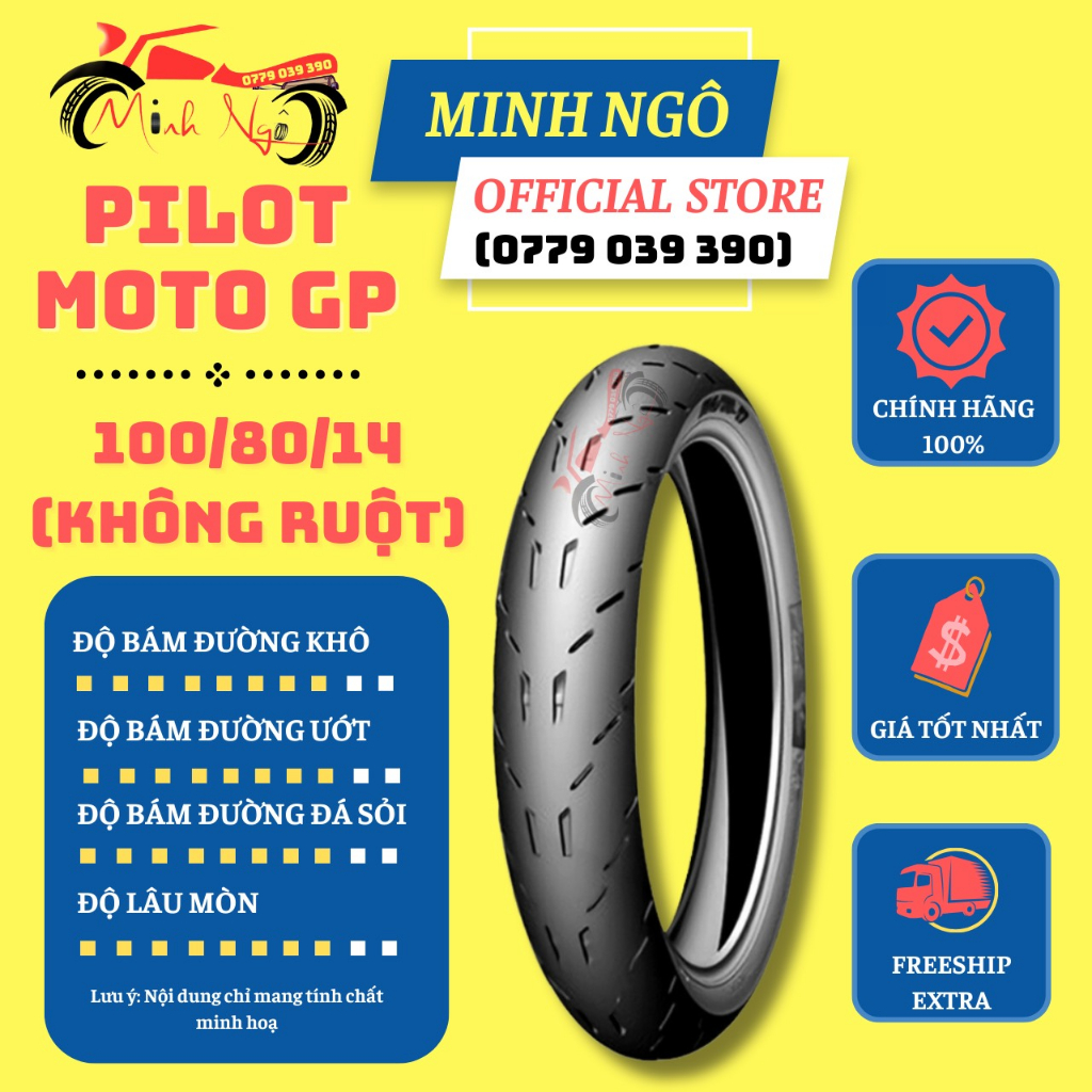 (100/80-14) Vỏ Michelin Pilot Moto GP 100/80-14 M/C TL - Vỏ không ruột
