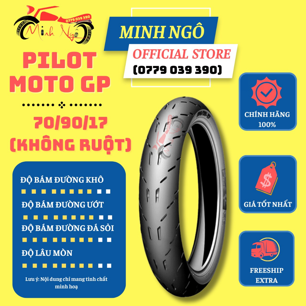 (70/90-17) Vỏ Michelin Pilot Moto GP 70/90-17 M/C TL - Vỏ không ruột