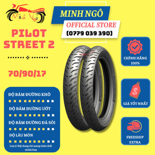 Vỏ xe michelin pilot street 2 70/90-17 m/c tl cho dòng xe số - vỏ không ruột