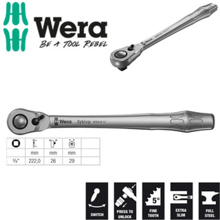 Cần xiết tròng cóc metal 3/8" Wera 05004034001 8004 B Zyklop Metal Ratchet với cần gạt trái và phải