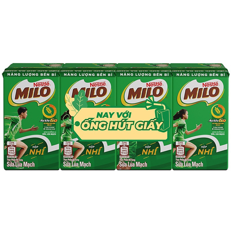 Lôc 110ml sữa lúa mạch Milo Nestle 4 hộp
