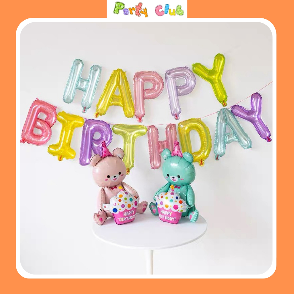 Bộ bóng chữ happy birthday màu pha lê nhiều màu trang trí sinh nhật