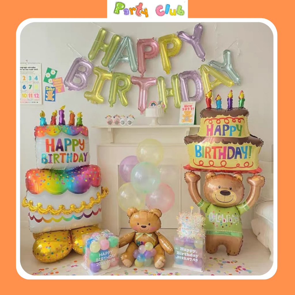 Bộ bóng chữ happy birthday màu pha lê nhiều màu trang trí sinh nhật