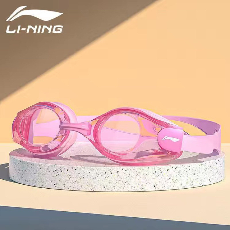 Kính bơi Lining chính hãng độ nét cao, chống sương mù màu xanh/ hồng