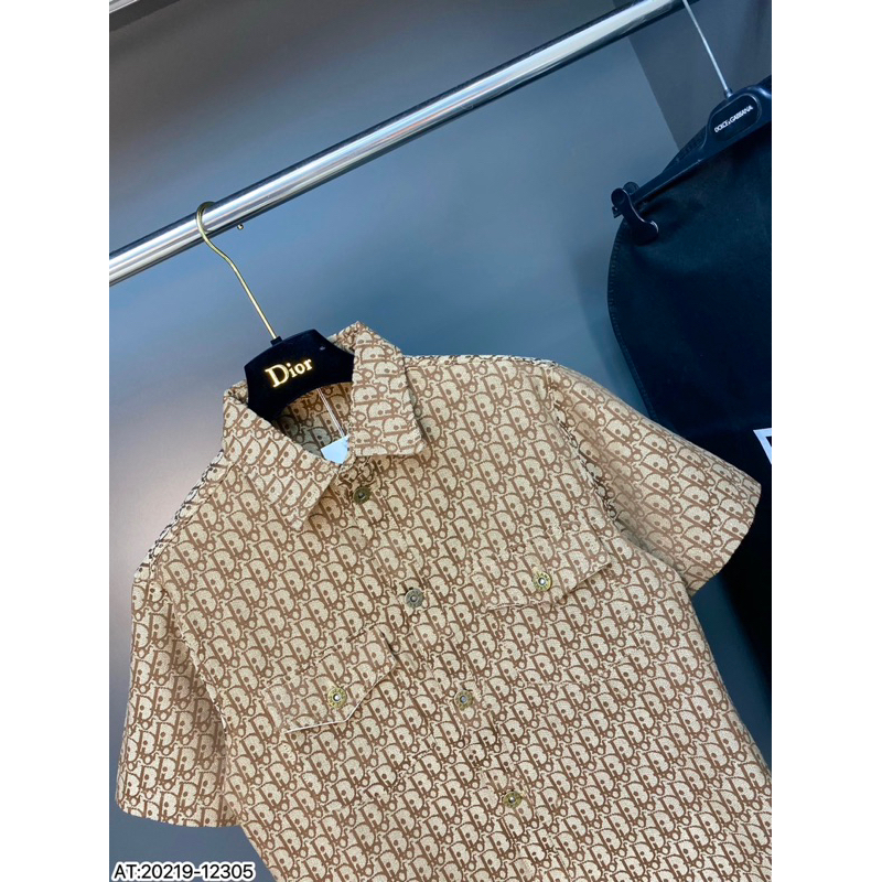 Áo cộc tay DI.0R vải bò thô gai bản SUPPER hàng QC cao cấp