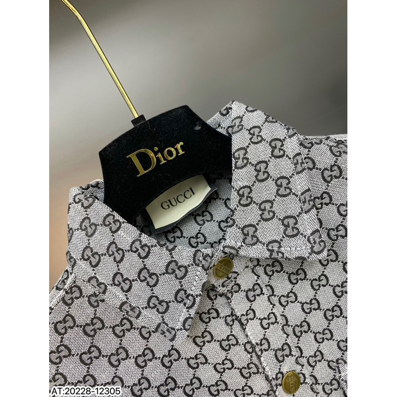 Áo cộc tay G.G vải bò thô gai dệt bản SUPPER hàng QC cao cấp