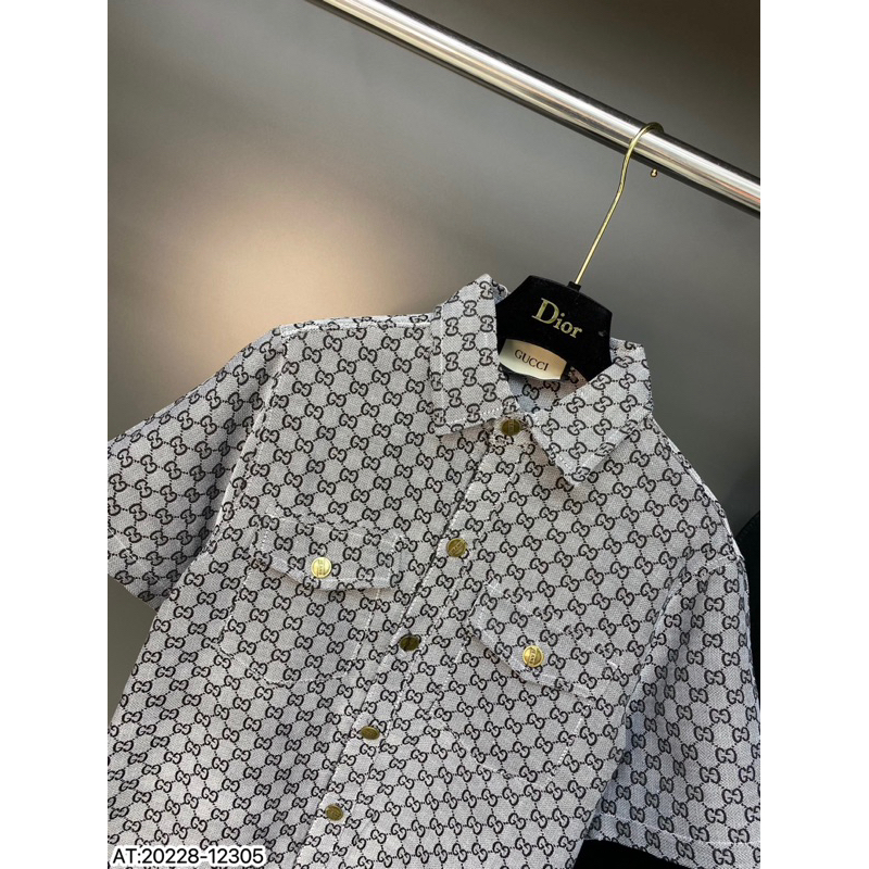 Áo cộc tay G.G vải bò thô gai dệt bản SUPPER hàng QC cao cấp