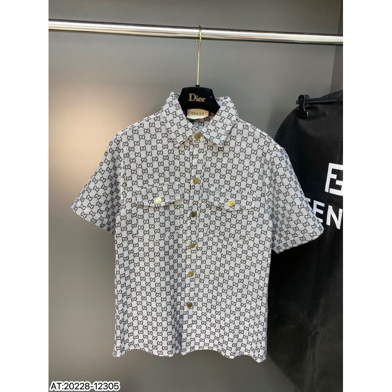 Áo cộc tay G.G vải bò thô gai dệt bản SUPPER hàng QC cao cấp