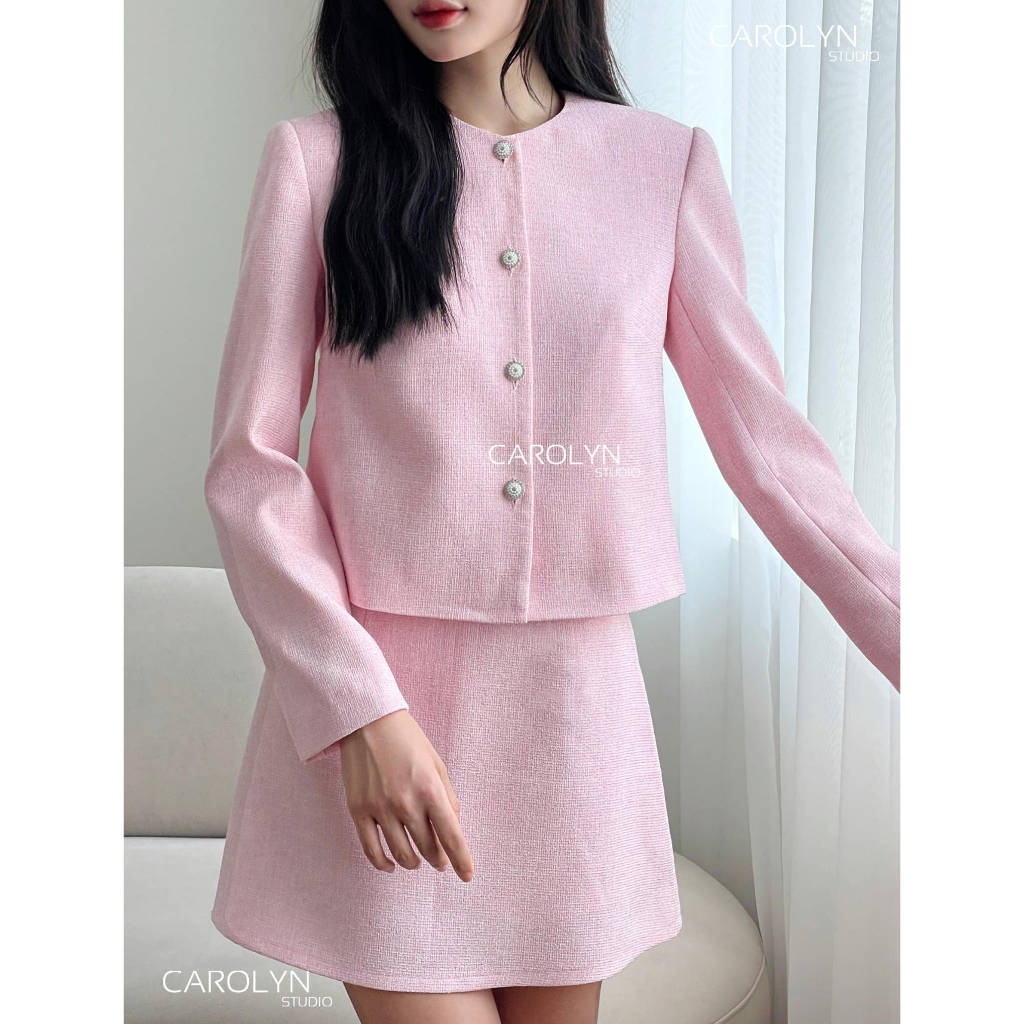 Set áo vest và chân váy tweed Carolyn KYLA