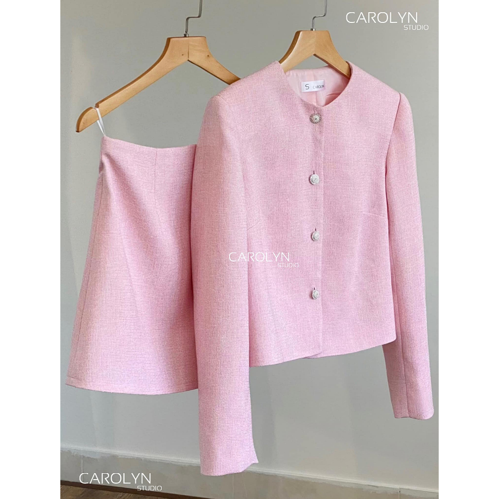 Set áo vest và chân váy tweed Carolyn KYLA