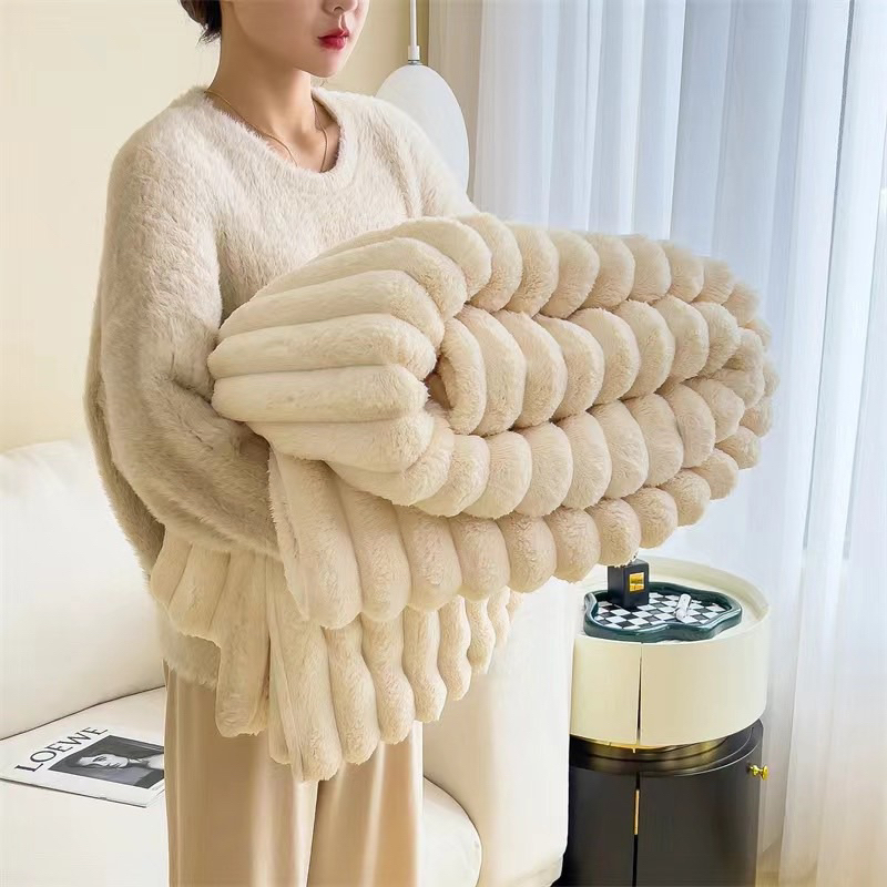 Chăn lông thỏ thu đông IGUN BEDDING nhập khẩu, mềm mịn êm ái thoáng khí không rụng lông