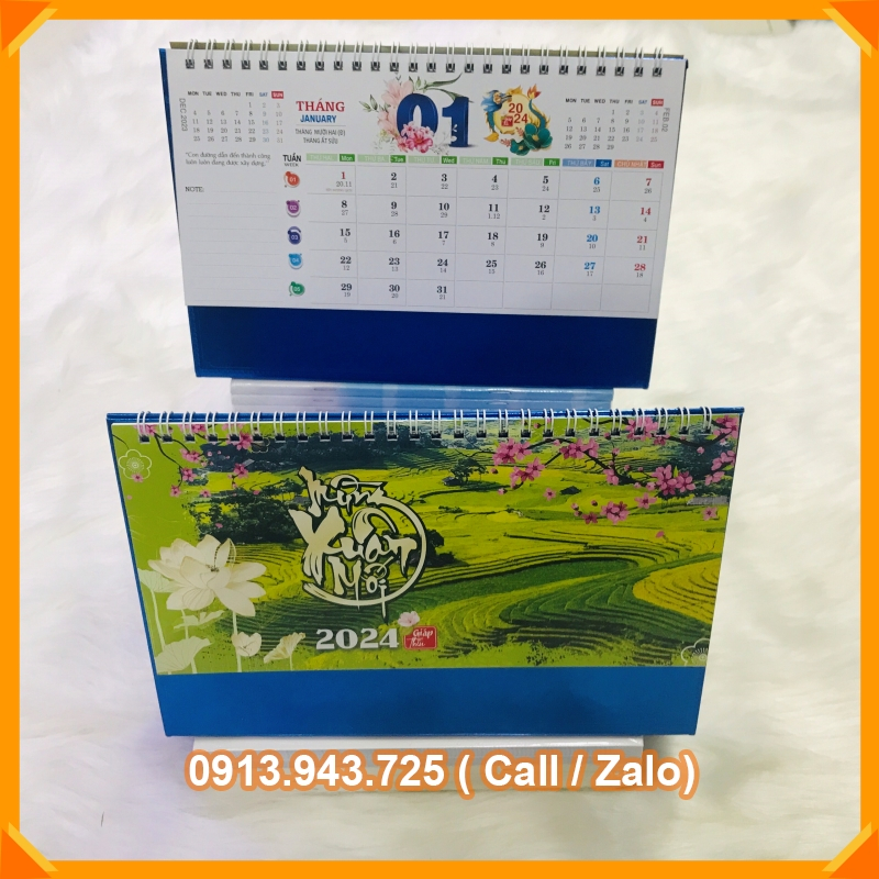 Lịch Để Bàn 2024 KHỔ 24X16cm (Có Lịch Âm) - Mẫu Ngẫu Nhiên [VPP Huy Phát]