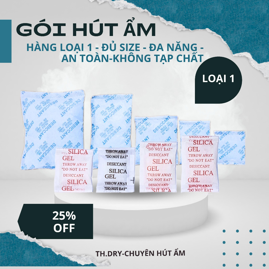 Gói Hút Ẩm đóng túi 1KG đủ loại Silicagel - Hạt chống ẩm mốc, khử mùi, hút ẩm thực phẩm, hút ẩm điện tử camera