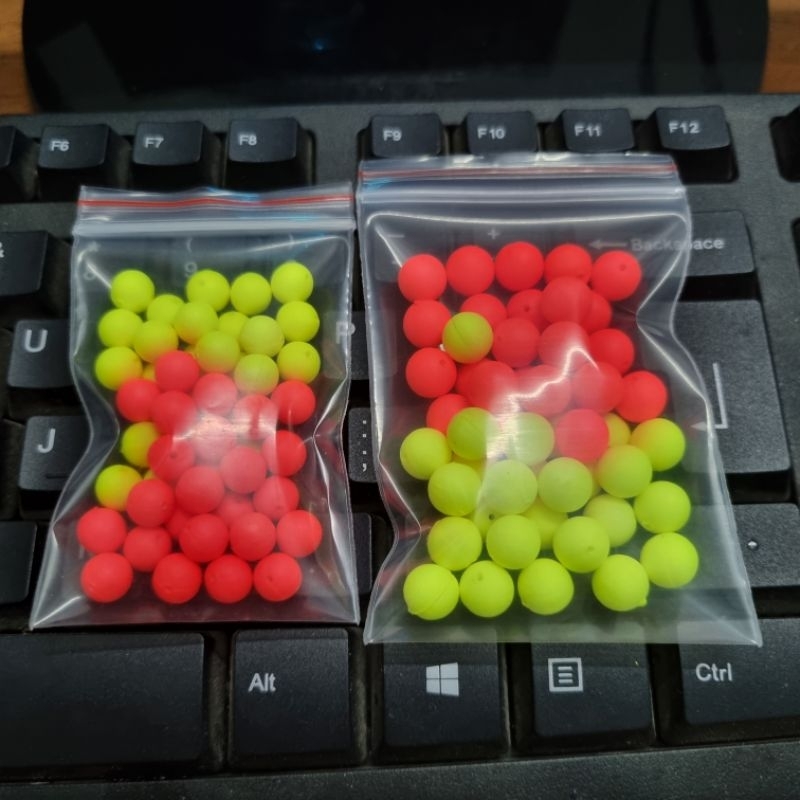 Túi 50 Hạt Bolie 8.5mm, 7.5mm, Kèm Dây Buộc Độ Lăng Xê, Hạt Xốp Câu Cá, Sốp Câu Cá, Boli.