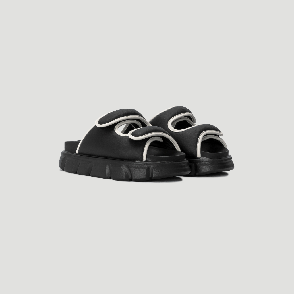 Dép Nam Nữ THEWOLF DOUBLE STRAP SANDAL - BLACK WHITE