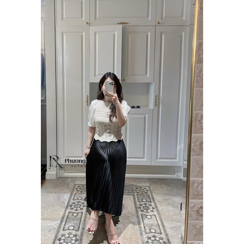 Áo len móc cộc tay đục lỗ Zara xuất A211