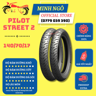 Vỏ xe michelin pilot street 2 140/70-17 m/c tl cho dòng xe số - vỏ không ruột