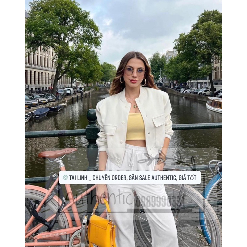 Áo khoác bomber dáng ngắn túi hộp 2 bên Zara xuất A253