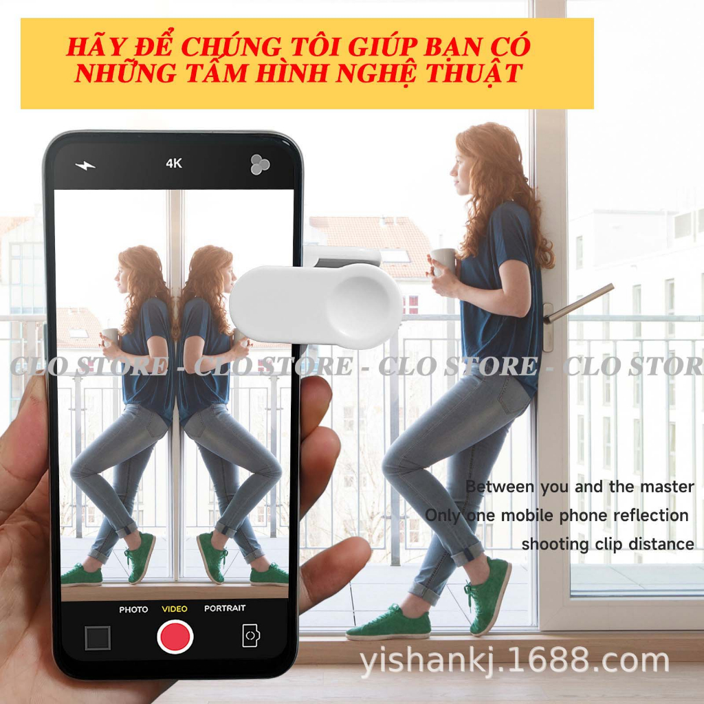 Gương phản chiếu kẹp điện thoại sống ảo, kẹp điện thoại gương phản chiếu.