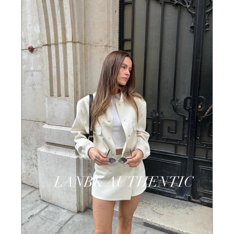 Áo khoác bomber dáng ngắn túi hộp 2 bên Zara xuất A253