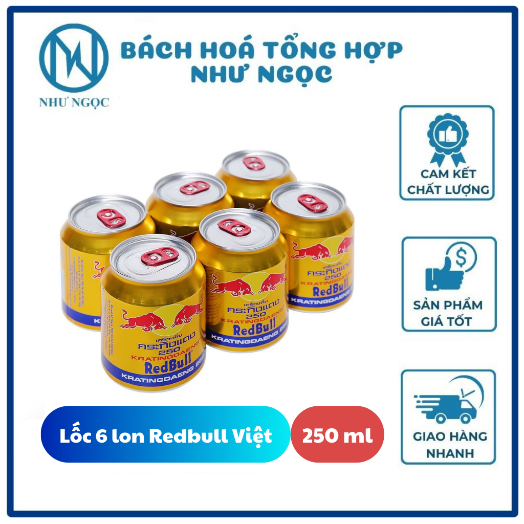 LỐC 6 LON - Nước Tăng Lực Redbull Việt/ Redbull Thái Lan/ Carabao/ RockStar/ Lipovitan Lon 250 ml