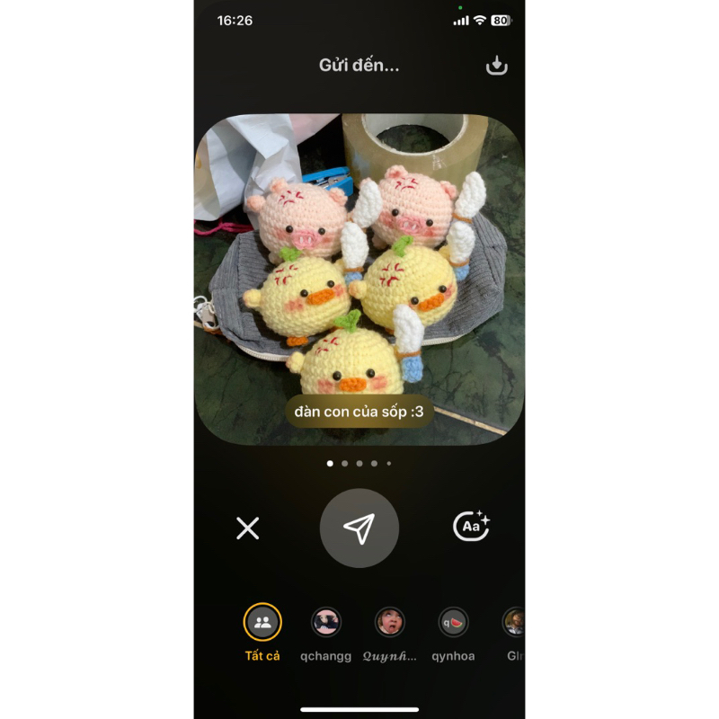 Móc khoá gà cầm dao bằng len siu cuteeeeee