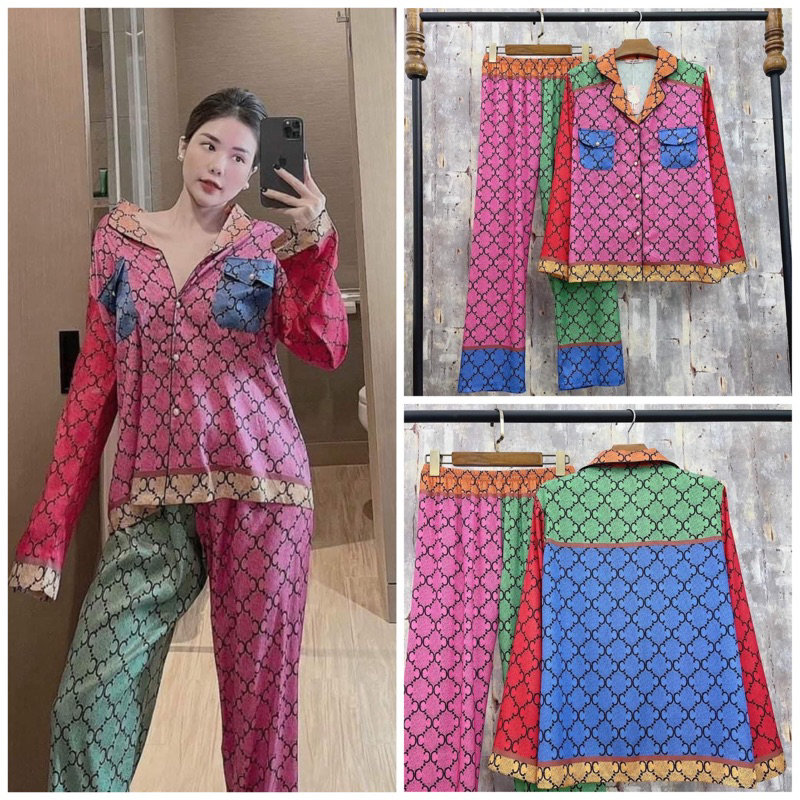 BỘ PIJAMA LỤA DÀI CAO CẤP TÍM SẮC MÀU
