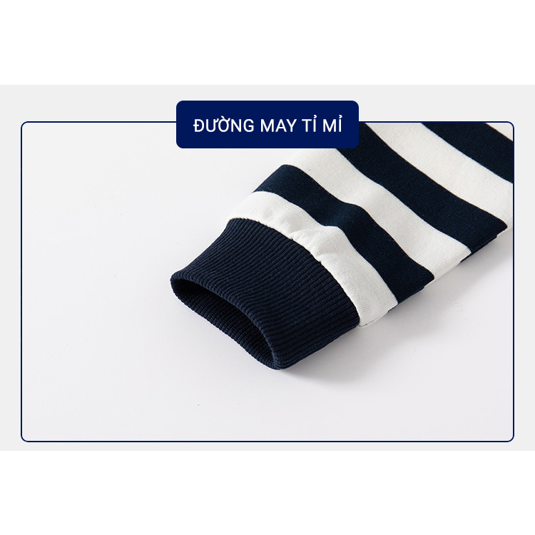 Áo nỉ dài tay cho bé WELLKIDS họa tiết kẻ đáng yêu chất da cá thu đông 2023