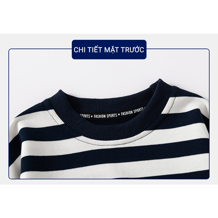 Áo nỉ dài tay cho bé WELLKIDS họa tiết kẻ đáng yêu chất da cá thu đông 2023