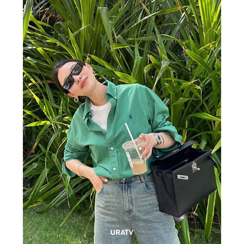 Áo sơ mi thêu P0.L0 245 chất linen phom suông