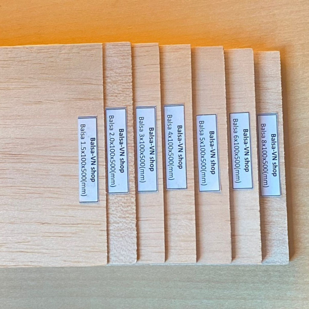 Gỗ balsa siêu nhẹ làm máy bay mô hình, mô hình thủ công, độ dày nhiều kích thước 1.5, 2, 3, 4, 5, 6,8