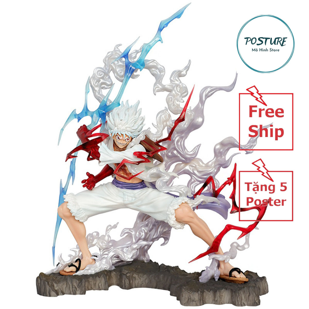 Mô hình Luffy Gear 5 Nika Trắng cầm sét cao 28 cm -OnePiece - Mô hình POSTURE