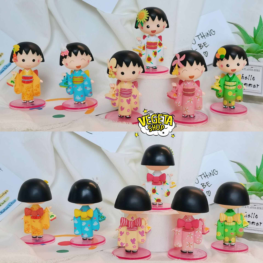 Mô hình Maruko - Nhóc Maruko - Momoko Sakura - Nhân vật Marukochan chibi dễ thương trang phục Kimono - Cao 8cm