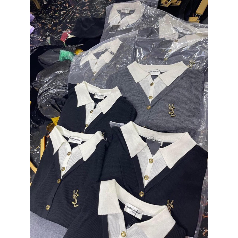 Áo len phối sơ mi kèm tag y.s.l QCL1