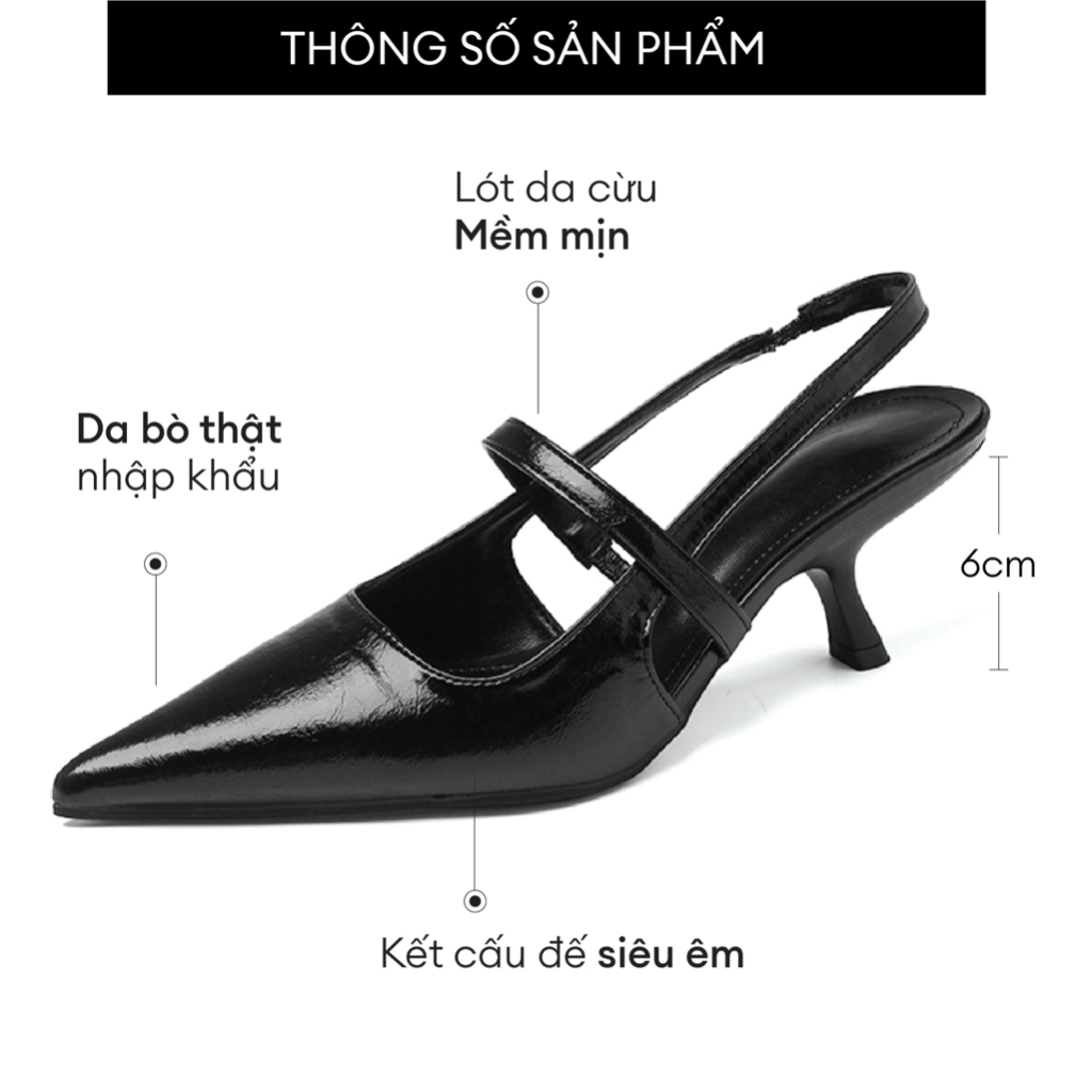 ENSO - Giày Cao Gót Da Thật GLORY Màu Đen