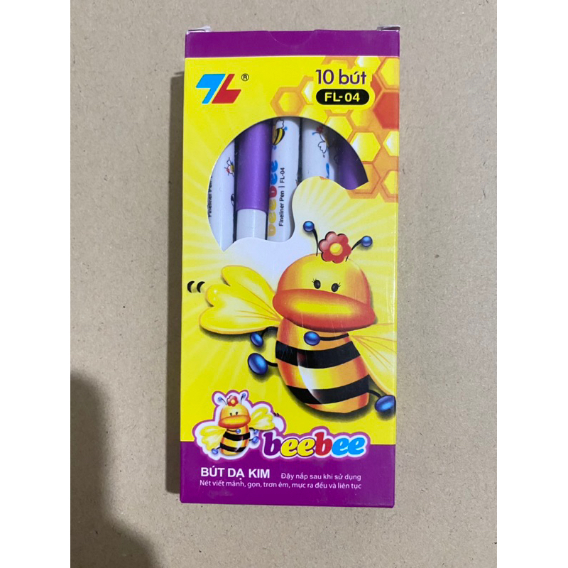 Hộp 10 bút dạ kim bee bee màu tím FL 04
