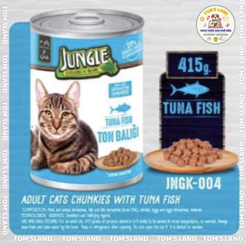 415gr - Pate Jungle Cho Mèo Mọi Lứa Tuổi Dạng Thịt Nhập Khẩu Châu Âu Vị Thịt Gà Cá Ngừ Cá Hồi & Tôm Tươi Ngon Hấp Dẫn