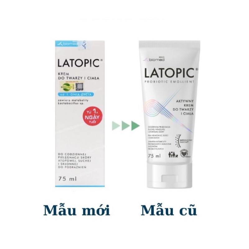 Latopic kem dưỡng ẩm 75ml Giảm Kích Ứng Dịu Ngứa Tăng Cường Tái Tạo Làn Da Dưỡng Ẩm Hiệu Quả  - Hàng chính hãng
