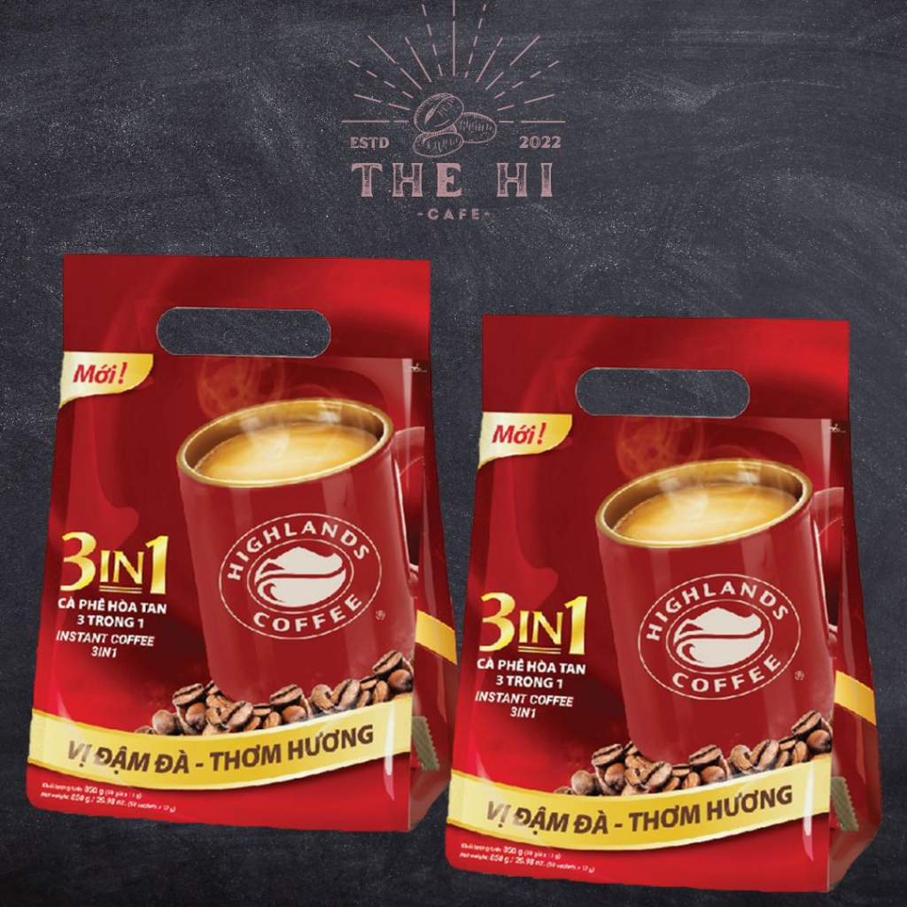 Combo 2 túi Cà phê sữa hòa tan 3in1 HIGHLANDS COFFEE – Túi 50 gói (100 gói x 17g)