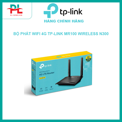 Router Wifi 4G  TPLink TL-MR100 (2 anten - 32 user - 2 port) - Hàng Chính Hãng